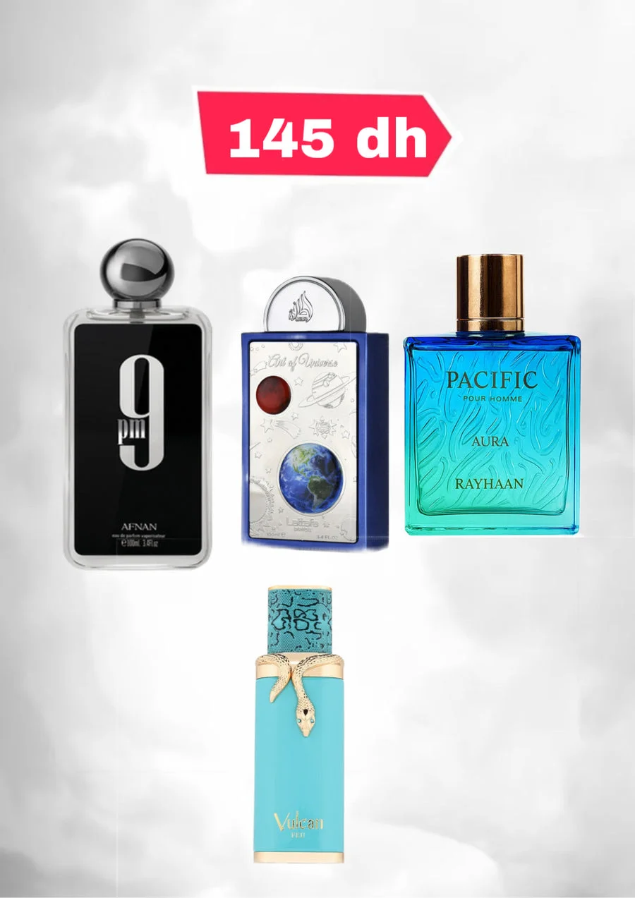 PACK 4 decantes : 9pm + ART UNIVER + PACIFIC +VULCAN FEU